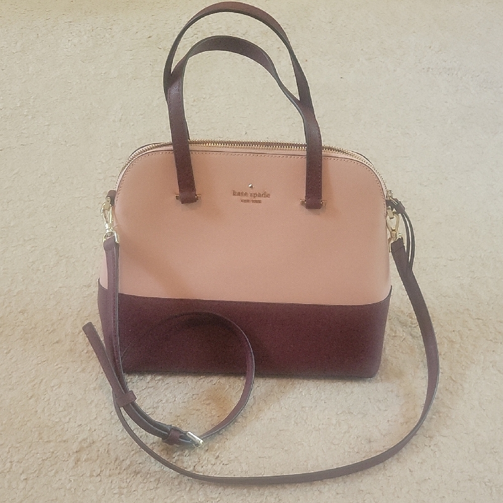 Kate Spade Two-Tone Satchel in Pink and Burgundy